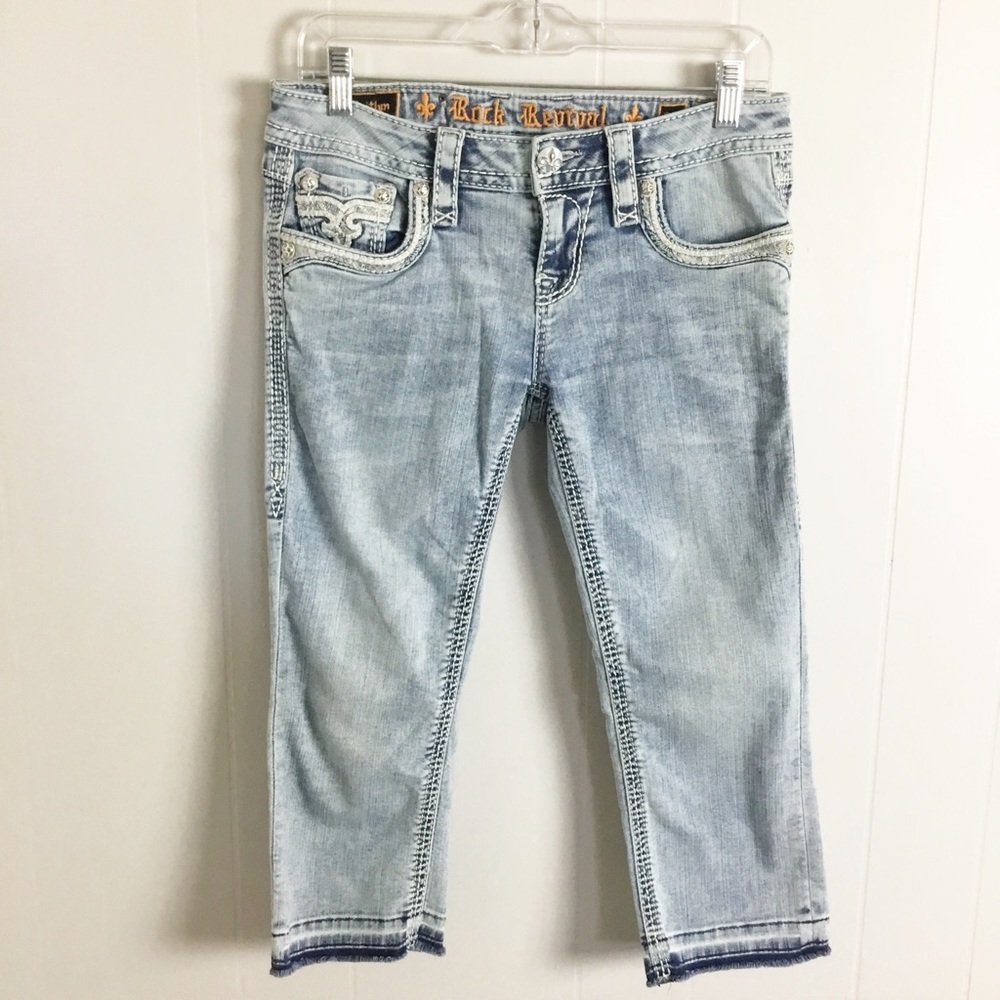Rock Revival Capri Kaitlyn Cropped Pants Light Wash - Picture 2 of 4